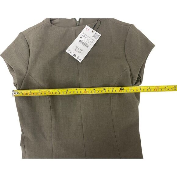 Zara Womens Dress XS Mini Green Zip Short Cap Sleeve 9119/556 NWT no belt - Picture 10 of 13